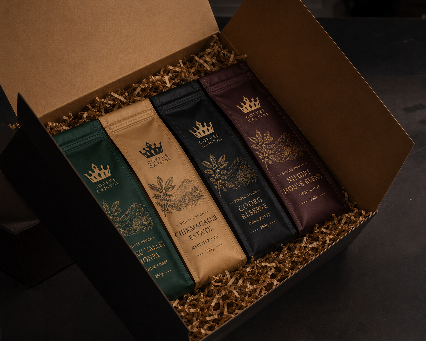 Speciality Sampler gift box with all four Coffee Capital coffee bags